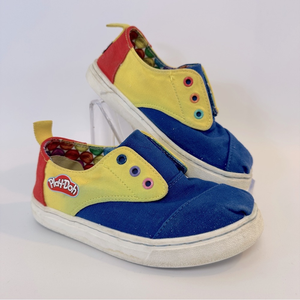 TOMS X Playdoh‎ Toddler 10 No Tie Velcro Shoes Sneakers Retro Unisex Kids